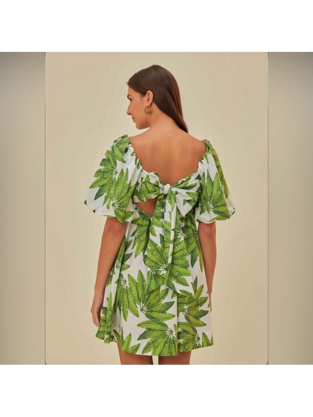 Farm Rio Off-White Palms Fan Mini Dress - Picture 6 of 7